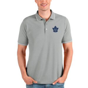 Men's Antigua Heathered Gray Toronto Maple Leafs Affluent Polo