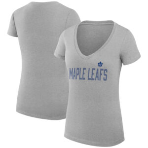 Women's G-III 4Her by Carl Banks Heather Gray Toronto Maple Leafs Dot Print Team V-Neck Fitted T-Shirt