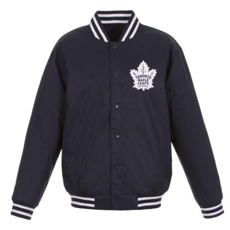 Men's JH Design Navy Toronto Maple Leafs Two Hit Poly Twill Jacket